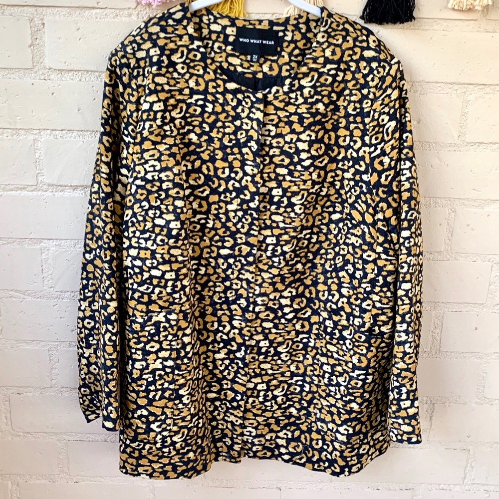 Who What Wear Leopard Animal Print Jacket, 2X Plus Size
